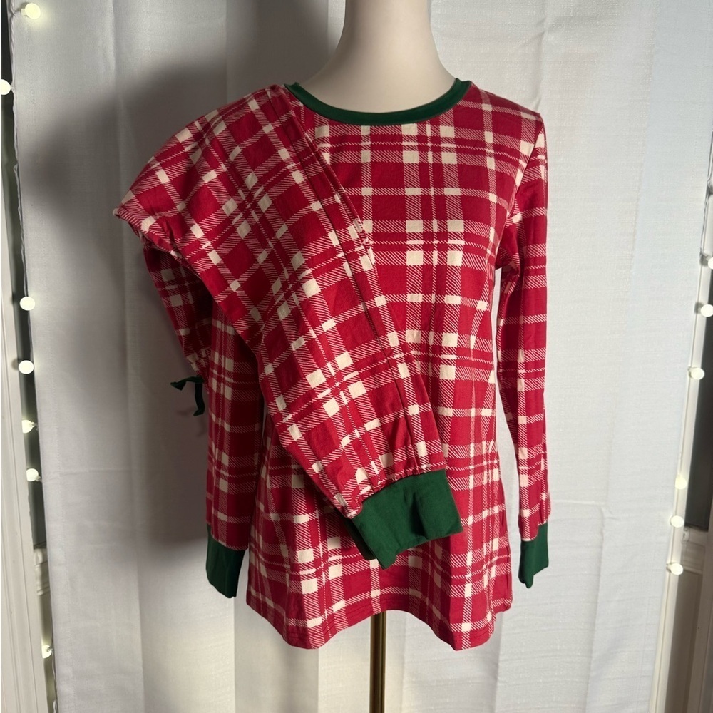 Little Magnolia Red and White Cotton-Spandex Top and Bottom Pajamas